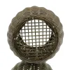 VAN DER LEEDEN Couchtisch Teak/Rattan Grau Ø 64 Höhe 55 cm
