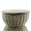 VAN DER LEEDEN Couchtisch Teak/Rattan Grau Ø 65 Höhe 32 cm