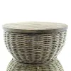 VAN DER LEEDEN Couchtisch Teak/Rattan Grau Ø 65 Höhe 32 cm