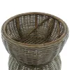 VAN DER LEEDEN Couchtisch Teak/Rattan Grau Ø 65 Höhe 32 cm