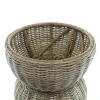 VAN DER LEEDEN Couchtisch Teak/Rattan Grau Ø 65 Höhe 32 cm