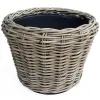 VAN DER LEEDEN DRYPOT® Rattan Pflanzkübel Grau Ø 43 cm - Sylter Körbe