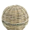 VAN DER LEEDEN Korbampel Rattan Grau mit Metallaufhänger Ø 30 cm