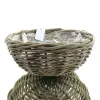 VAN DER LEEDEN Korbampel Rattan Grau mit Metallaufhänger Ø 38 cm