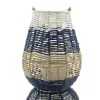 VAN DER LEEDEN Laterne Weiß Blau Natur Ø 26 cm Höhe 30 cm - Seegras & Metall