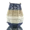 VAN DER LEEDEN Laterne Blau Natur Weiß Ø 26 cm Höhe 31 cm - Seegras & Metall
