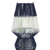 VAN DER LEEDEN Laterne mit Fuß Blau & Weiß Ø 26 cm Höhe 50 cm - Papierseil & Metall
