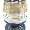 VAN DER LEEDEN Laterne Blau Natur Weiß Ø 26 cm Höhe 31 cm - Seegras & Metall