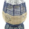VAN DER LEEDEN Laterne Weiß Blau Natur Ø 26 cm Höhe 30 cm - Seegras & Metall