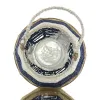 VAN DER LEEDEN Laterne Weiß Blau Natur Ø 26 cm Höhe 30 cm - Seegras & Metall