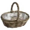 VAN DER LEEDEN Rattan Henkelpflanzkorb Grau mit Folienauskleidung 36 x 28 cm