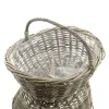 VAN DER LEEDEN Rattan Henkelpflanzkorb Grau mit Folienauskleidung 46 x 40 cm