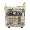 VAN DER LEEDEN Rattan Kaminholzkorb mit Rollen 40 x 40 cm