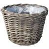 VAN DER LEEDEN Rattan Übertopf Grau konisch mit Folienauskleidung Ø 29 cm
