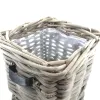 VAN DER LEEDEN Rattan Übertopf Grau quadratisch mit Folienauskleidung 50 x 50 cm