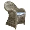 VAN DER LEEDEN Stuhl Rattan Grau 70 x 64 cm Höhe 85 cm + Kissen