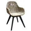 VAN DER LEEDEN Stuhl Rattan Grau - schwarze Beine 56 x 60 cm Höhe 83 cm