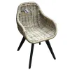 VAN DER LEEDEN Stuhl Rattan Grau - schwarze Beine 56 x 60 cm Höhe 83 cm