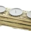 Weihnachtlicher 4-fach Kerzenhalter aus Pappelholz mit Rinde für Stumpenkerzen