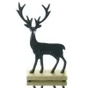 Weihnachtsdeko Hirsch Schwarz auf Mangoholzsockel 22 cm - Aluminium