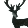 Weihnachtsdeko Hirsch Schwarz auf Mangoholzsockel 27 cm - Aluminium