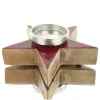 Weihnachtsdeko Massivo Stern Herz Rot & Natur Kerzenhalter Ø 22 cm - Holz