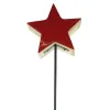 Weihnachtsdeko Massivo Stern Rot & Natur Ø 24 cm auf schwarzem Stab 80 cm - Mangoholz