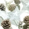 Weihnachtsgirlande aus Zapfen Glocken & Sternen Weiß 120 cm