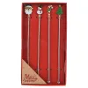 Weihnachtsrührstäbe Weihnachtsmann Schneemann Zuckerstange Tannenbaum 4 Stück - Edelstahl