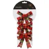 Weihnachtsschleifen Rot kariert 10 x 10 cm im 3er Set - Polyester & Kunststoff