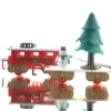 Weihnachtszug Eisenbahn mit 3 Waggons Schienen & LED Licht - Kunststoff