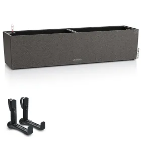 LECHUZA® Blumenkasten BALCONERA Stone 80 Graphitschwarz All-in-One + 2 Halter LECHUZA® Blumenkasten BALCONERA Stone 80 Graphitschwarz All-in-One + 2 Halter