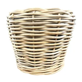 VAN DER LEEDEN DRYPOT® Rattan Pflanzkübel Grau auf Rollen Ø 58 cm - Sylter Körbe