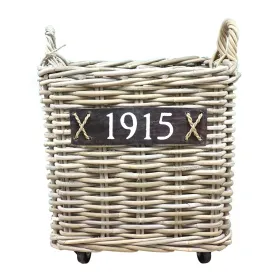 VAN DER LEEDEN Rattan Kaminholzkorb mit Rollen 40 x 40 cm