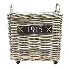 VAN DER LEEDEN Rattan Kaminholzkorb mit Rollen 50 x 50 cm