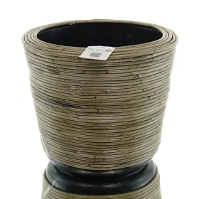 VAN DER LEEDEN DRYPOT® Stripe Rattan Pflanzkübel Grau Ø 35 cm - Sylter Körbe