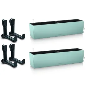 LECHUZA® Blumenkasten BALCONERA Color 80 Pastellgrün All-in-One x 2 + 4 Halter LECHUZA® Blumenkasten BALCONERA Color 80 Pastellgrün All-in-One x 2 + 4 Halter