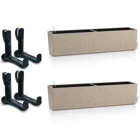 LECHUZA® Blumenkasten BALCONERA Stone 80 Sandbeige All-in-One x 2 + 4 Halter LECHUZA® Blumenkasten BALCONERA Stone 80 Sandbeige All-in-One x 2 + 4 Halter