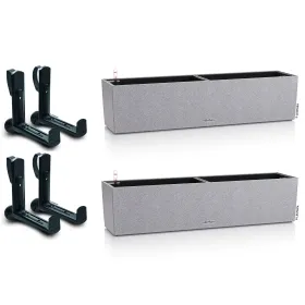 LECHUZA® Blumenkasten BALCONERA Stone 80 Steingrau All-in-One x 2 + 4 Halter LECHUZA® Blumenkasten BALCONERA Stone 80 Steingrau All-in-One x 2 + 4 Halter