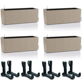 LECHUZA® Blumenkasten BALCONERA Stone 50 Sandbeige All-in-One x 4 + 8 Halter LECHUZA® Blumenkasten BALCONERA Stone 50 Sandbeige All-in-One x 4 + 8 Halter