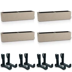 LECHUZA® Blumenkasten BALCONERA Stone 80 Sandbeige All-in-One x 4 + 8 Halter LECHUZA® Blumenkasten BALCONERA Stone 80 Sandbeige All-in-One x 4 + 8 Halter
