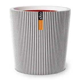 Capi Europe Pflanzgefäß Groove NL Konisch Elfenbeinfarben mit Isolierschicht Ø 36 cm - Kunststoff