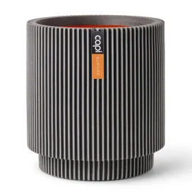 Capi Europe Pflanzgefäß Groove NL Zylinder Anthrazit mit Isolierschicht Ø 43,5 cm - Kunststoff