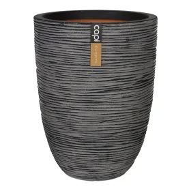 Capi Europe Pflanzgefäß Rib NL Elegant Anthrazit niedrig Ø 46 cm x 58 cm - Kunststoff