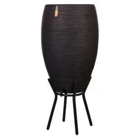 Capi Europe Regentonne Rib BE Schwarz mit Gestell & Auslaufhahn 130 Liter Inhalt - Kunststoff