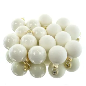 Christbaum-Mini-Kugeln Wollweiß Ø 3,5 cm aus Glas - 16er Set