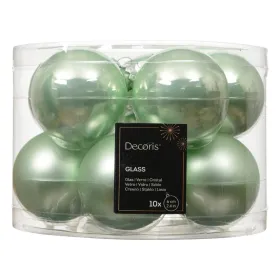 Christbaumkugeln Pfefferminz 5 x glänzend & 5 x matt Ø 6 cm aus Glas - 10er Set