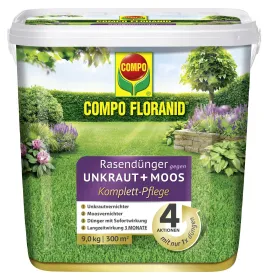 COMPO FLORANID® Rasendünger gegen Unkraut + Moos Komplettpflege für 300 m² - 9 kg