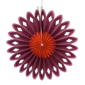 Decoris® Papierblumenaufhänger - Papierrosette Dunkellila & Rot Ø 30 cm