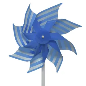 Decoris® Windrad Blau /Weiß gestreift Ø 20 cm 35 cm - Kunststoff